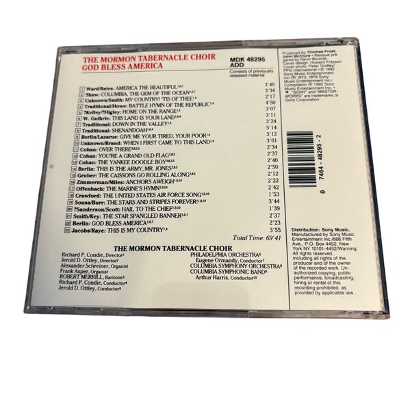 Mormon Tabernacle Choir God Bless America CD 23 Patriotic Favorites Jewel Case - Picture 2 of 3